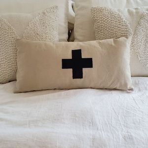 Swiss Cross Black and Cream Lumbar Pillow